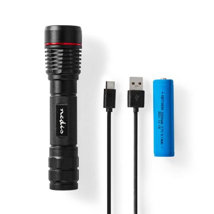 Dimmbare, wiederaufladbare Aluminium-LED-Taschenlampe LED/10W/5V 2200 mAh IPX7 schwarz