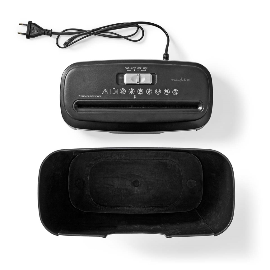 Aktenvernichter A4, 10 l Auffangbehälter, 230 V, schwarz