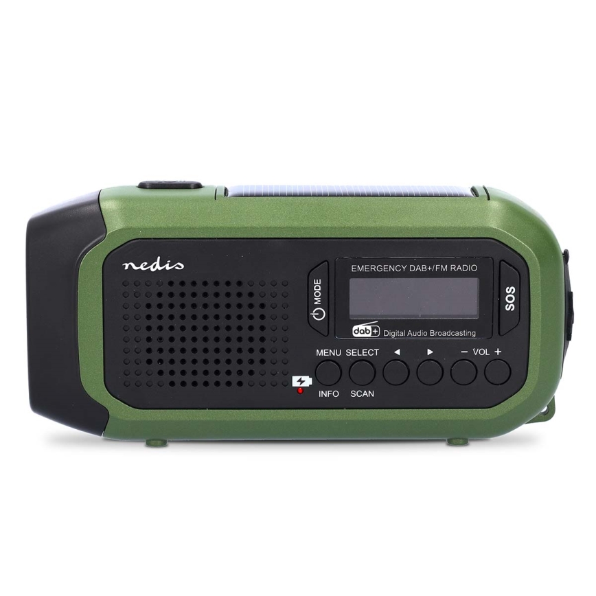 DAB+/FM-Kurbelradio mit Solarpanel und LED-Taschenlampe, 5 V/2500 mAh, grün/schwarz