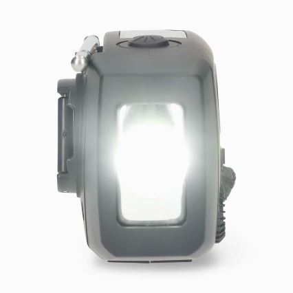 Kurbelbetriebenes AM/FM-Radio mit Solarpanel und integrierter LED-Taschenlampe, 2000-mAh-Akku
