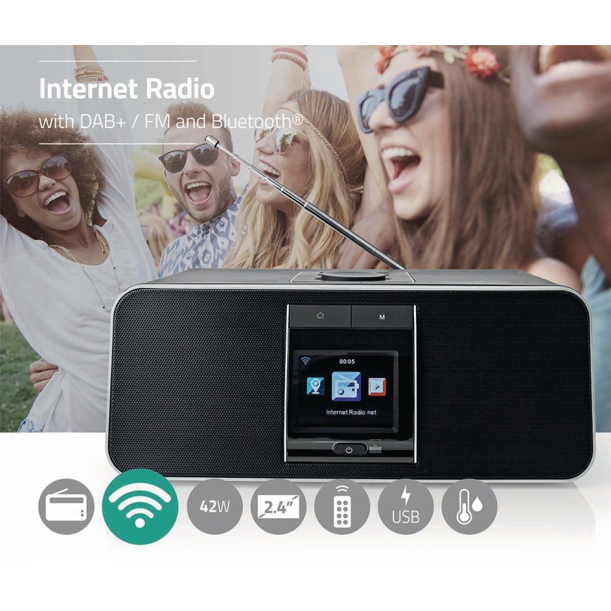 Multifunktions-Internetradio 42W/230V Wi-Fi Bluetooth USB+ FB