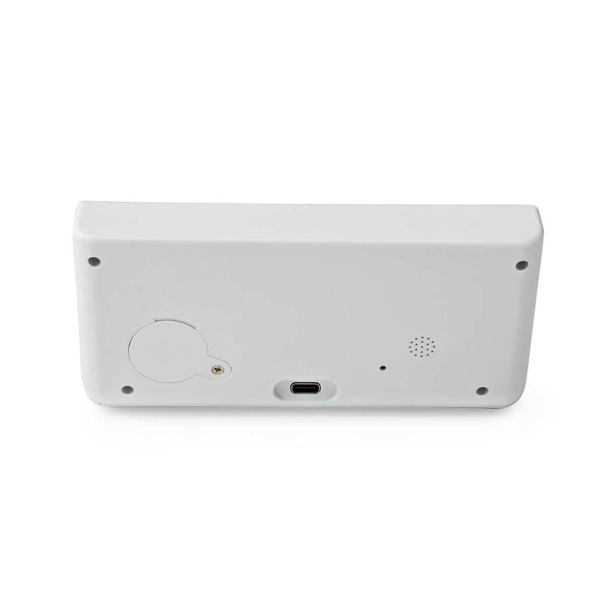 Wecker mit LCD-Anzeige und kabellosem Ladegerät 15W/230V + 1xCR2032 weiß