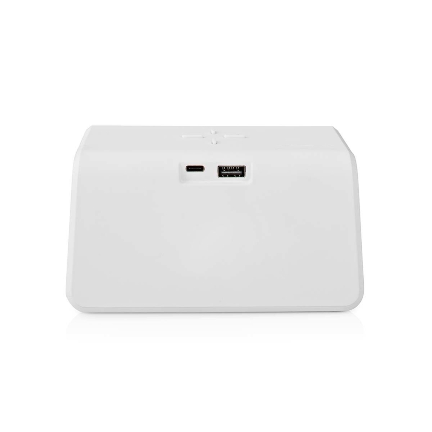Wecker mit LCD-Anzeige und kabellosem Ladegerät 15W/230V 1x CR2032 weiß