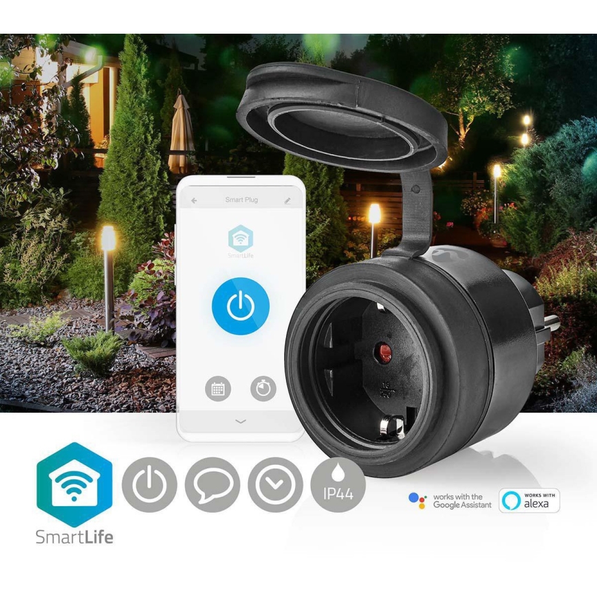 Intelligente Steckdose 3680W/230V/Schuko Typ F/16A Wi-Fi IP44 schwarz