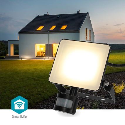 Dimmbarer LED-Strahler mit Bewegungsmelder für Steckdose SmartLife LED/20W/230V 3000-6500K IP44 Wi-Fi
