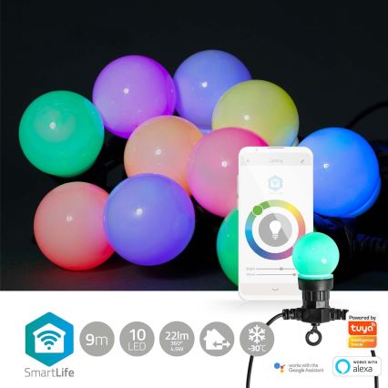 LED-RGB Outdoor Deko-Kette 10xLED 12m IP65 WLAN Tuya