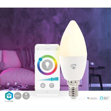 LED-RGB-Glühbirne dimmbar Smartlife E14/4,9W/230V Wi-Fi 2700-6500K