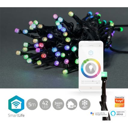 LED-RGB-Weihnachtskette für den Außenbereich 42xLED/8 Funktionen 8m IP65 WLAN Tuya