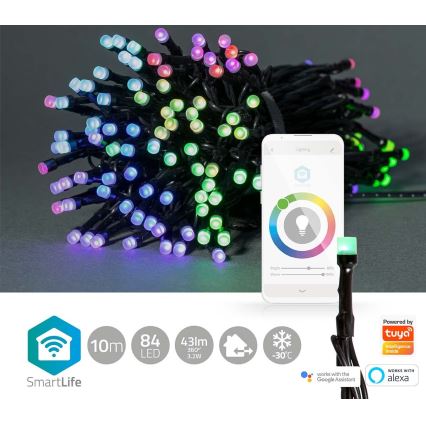 LED-RGB-Weihnachtskette für den Außenbereich 84xLED/8 Funktionen 8m IP65 WLAN Tuya