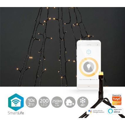 LED-Weihnachtsbeleuchtung für den Außenbereich 200xLED/8 Funktionen 10x2m IP65 Wi-Fi Tuya warmweiβ
