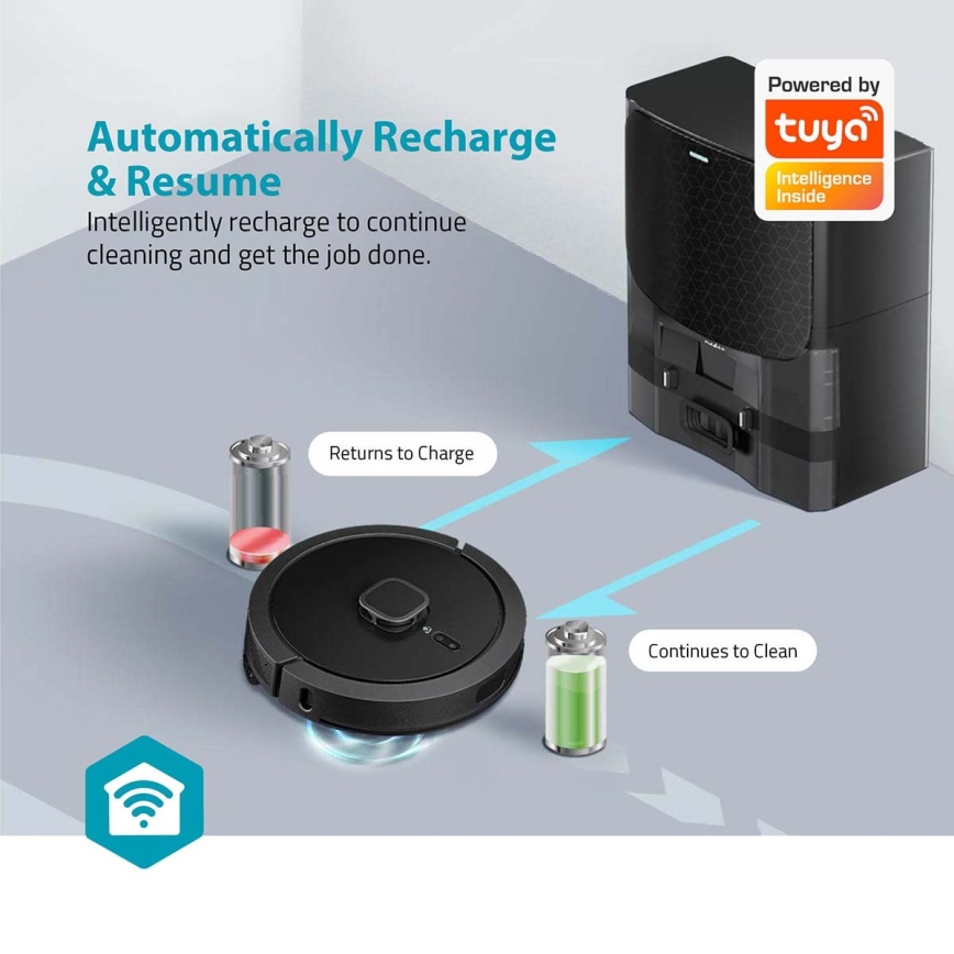 Intelligenter Saugroboter mit Wischfunktion SmartLife 5200 mAh Wi-Fi Tuya Schwarz + Fernbedienung