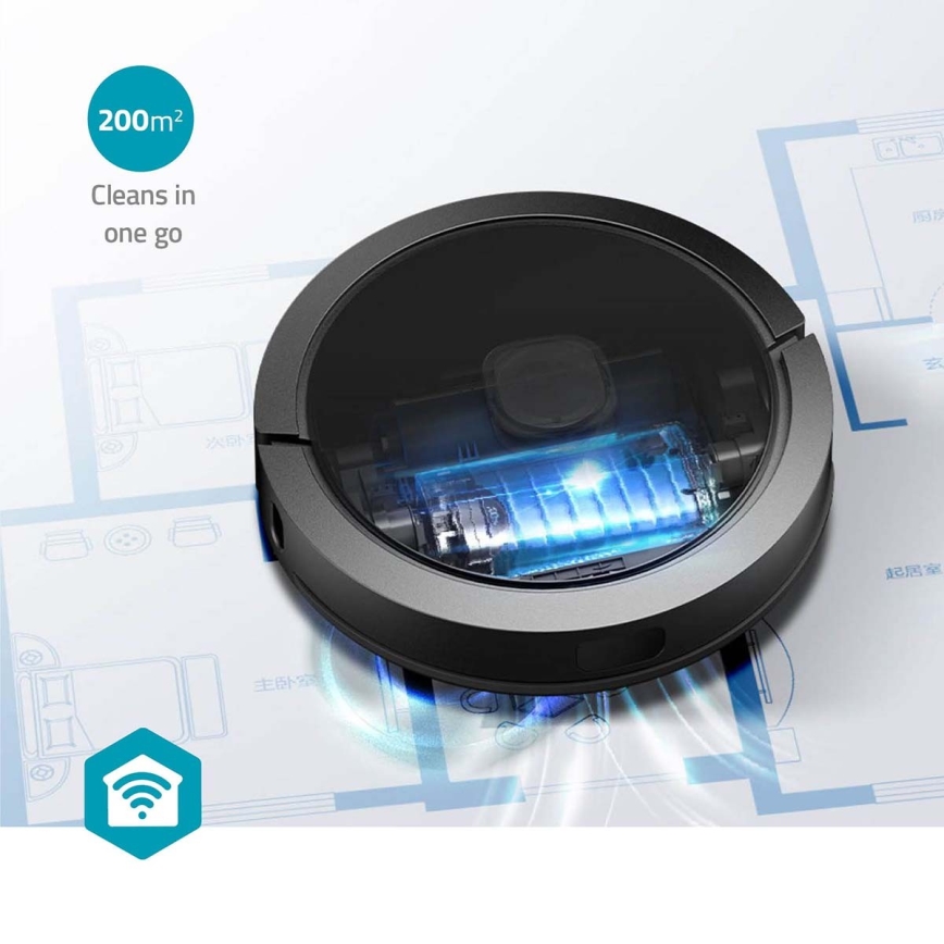 Intelligenter Saugroboter mit Wischfunktion SmartLife 5200 mAh Wi-Fi Tuya Schwarz + Fernbedienung