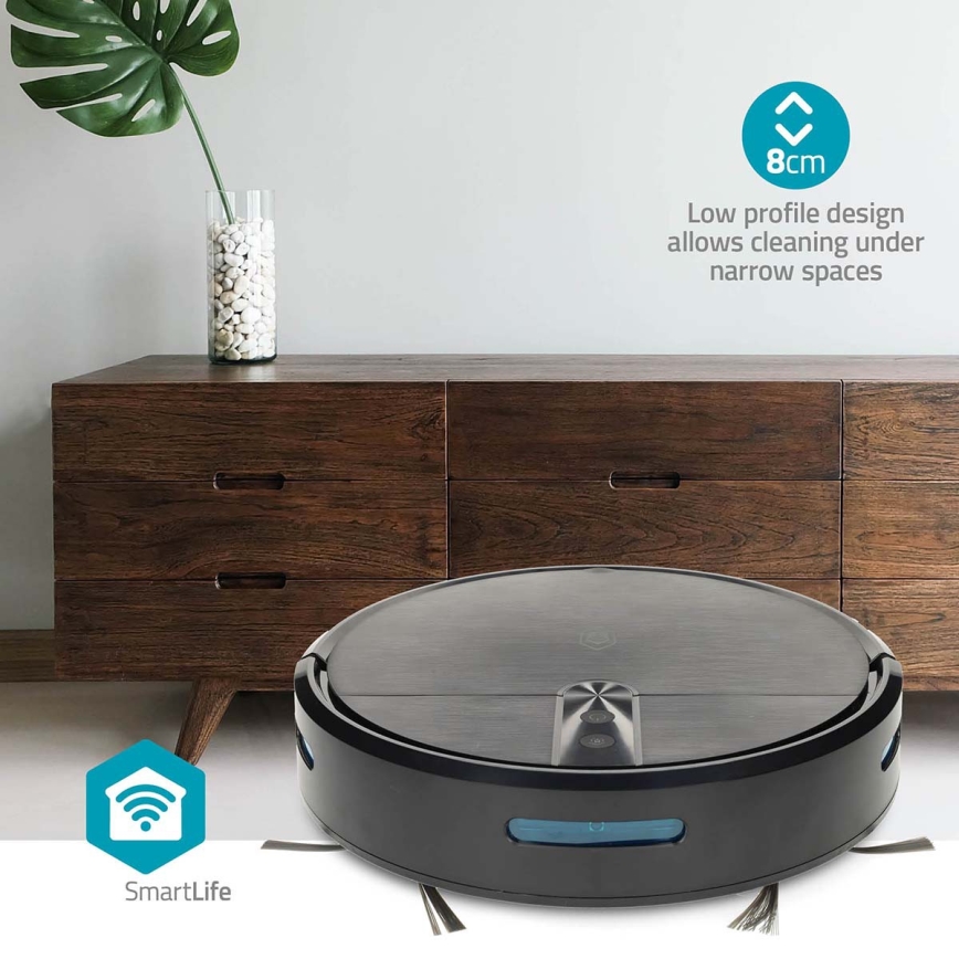 Intelligenter Roboter-Staubsauger mit Wischfunktion SmartLife 2600 mAh Wi-Fi Tuya schwarz + Fernbedienung