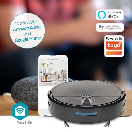 Intelligenter Roboter-Staubsauger mit Wischfunktion SmartLife 2600 mAh Wi-Fi Tuya schwarz + Fernbedienung