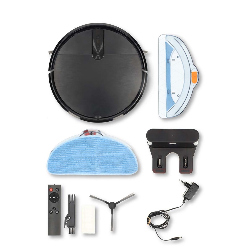 Intelligenter Roboter-Staubsauger mit Wischfunktion SmartLife 2600 mAh Wi-Fi Tuya schwarz + Fernbedienung