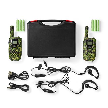 SET 2 x Walkie-Talkie mit LED-Licht 3xAAA Reichweite 8 km Camouflage