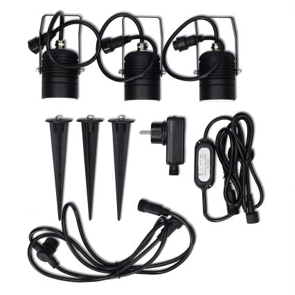 3er-Set SmartLife dimmbare RGBW-LED-Außenleuchten, 3 W, 230 V, IP65, Wi‑Fi (Tuya), schwarz