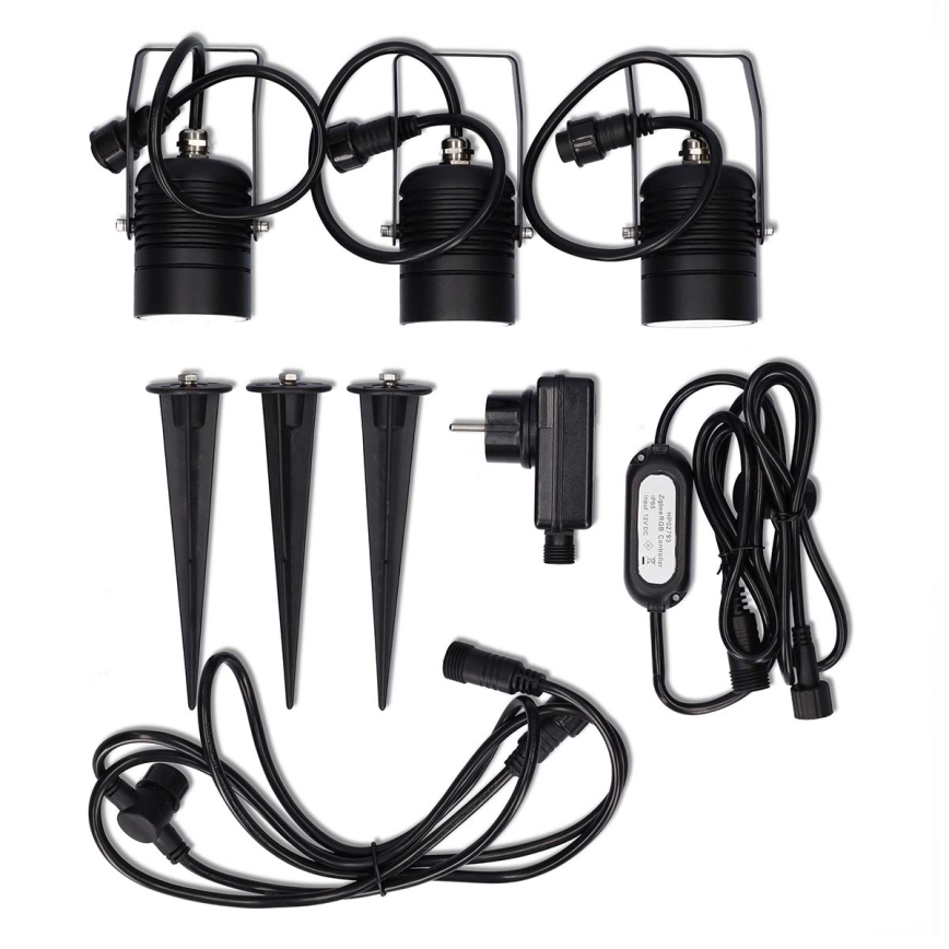 3er-Set SmartLife dimmbare RGBW-LED-Außenleuchten, 3 W, 230 V, IP65, Wi‑Fi (Tuya), schwarz