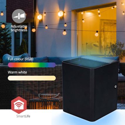 LED RGBW dimmbare Außenwandleuchte SmartLife LED/12W/230V IP65 Wi-Fi Tuya schwarz