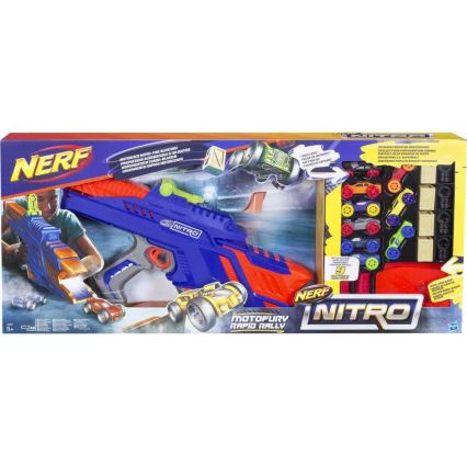 Nerf – Katapult für Kinder Nitro MotoFury Rapid Rally + 9 Autos