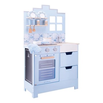 New Classic Toys - Küche aus Holz mit Zubehör blau