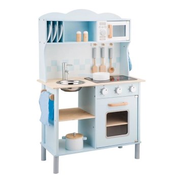 New Classic Toys - Küche aus Holz mit Zubehör hellblau