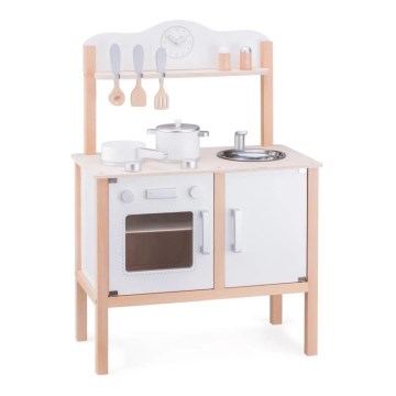 New Classic Toys - Küche aus Holz mit Zubehör weiß/beige