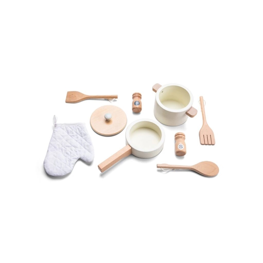 New Classic Toys - Küche aus Holz mit Zubehör weiß/Rattan