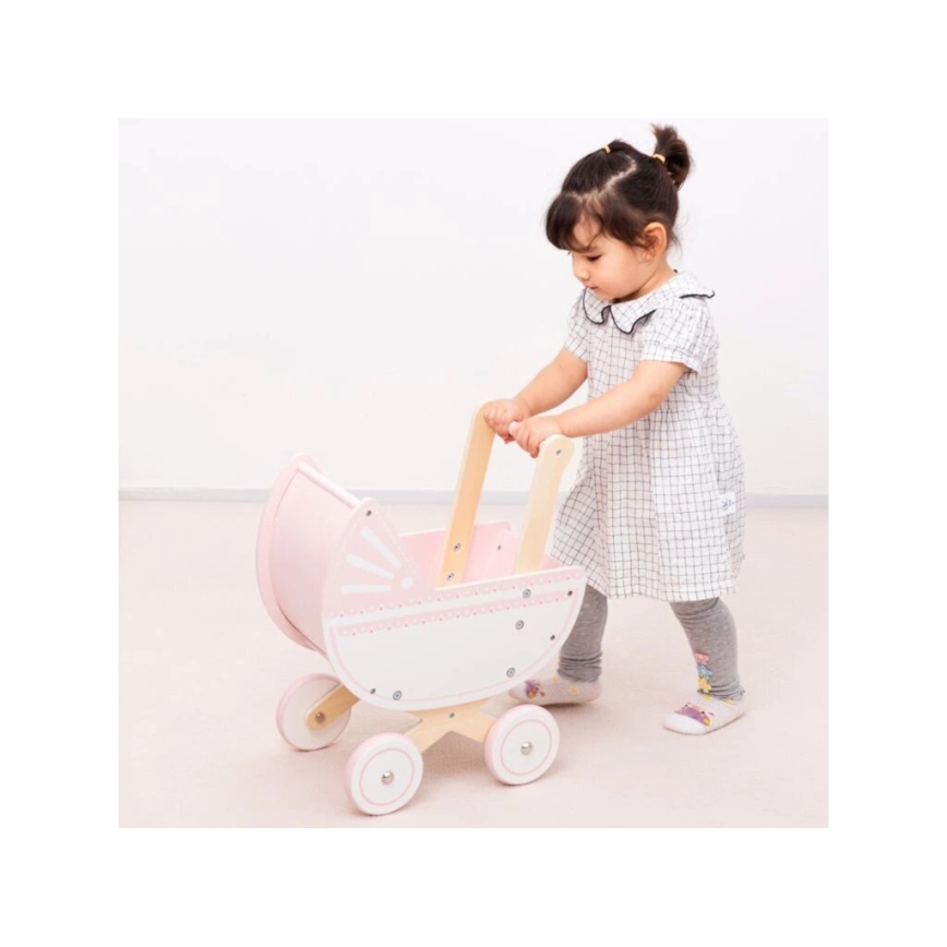 New Classic Toys - Puppenwagen aus Holz rosa