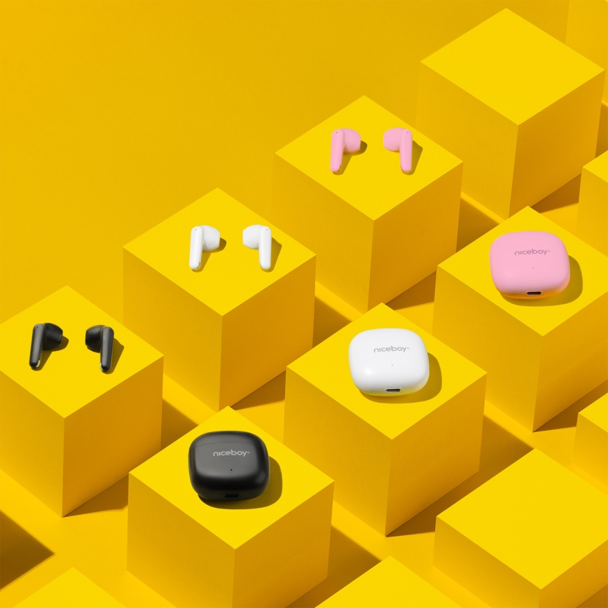 Niceboy Beans 4 POP - Kabellose In-Ear-Kopfhörer, 200 mAh + 2x 30 mAh, IPX4, Rosa