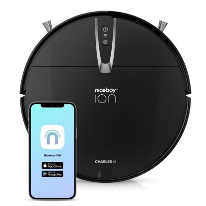 Niceboy ION Charles i4 - Intelligenter 2-in-1 Saugroboter 4400 mAh Wi-Fi Schwarz + Fernbedienung