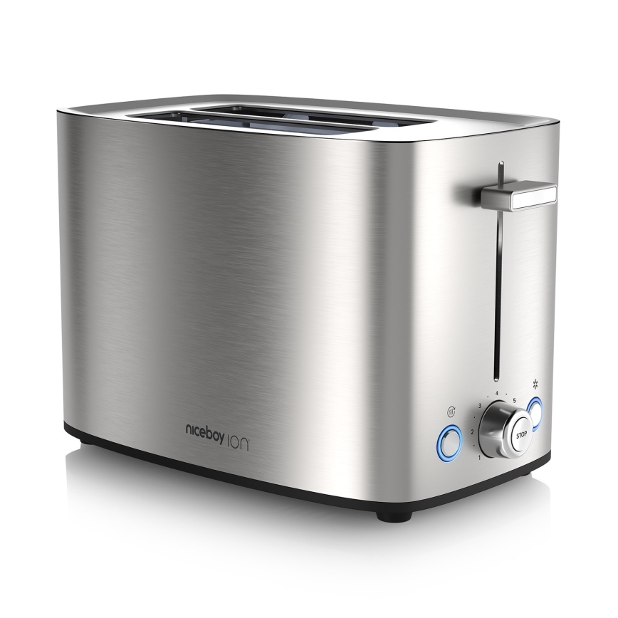 Niceboy ION Cruncher C4 - Toaster mit zwei Schlitzen und Röstaufsatz 850W/230V Edelstahl