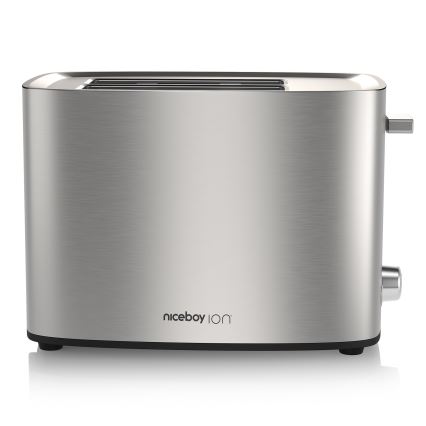 Niceboy ION Cruncher C4 - Toaster mit zwei Schlitzen und Röstaufsatz 850W/230V Edelstahl