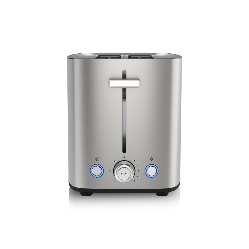 Niceboy ION Cruncher C4 - Toaster mit zwei Schlitzen und Röstaufsatz 850W/230V Edelstahl