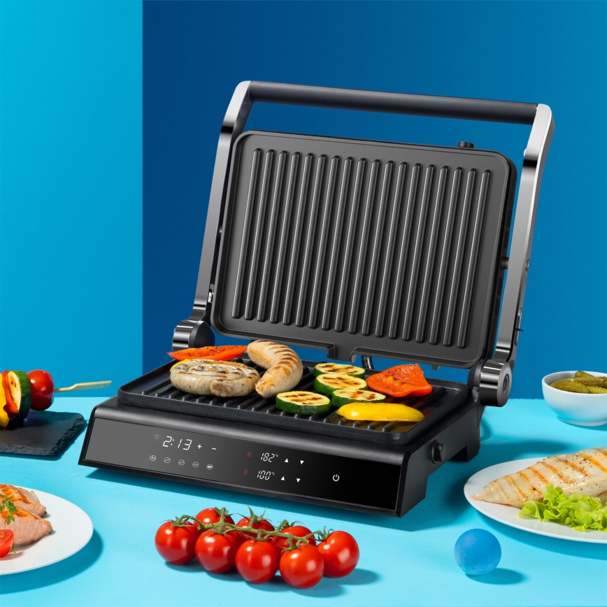 Niceboy ION Grillmaster - Kontaktgrill 2000W/230V schwarz/matt Chrom