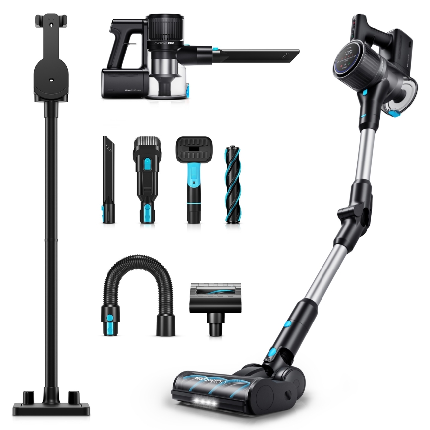 Niceboy ION Hurricane H9 - Flexibler kabelloser Stabstaubsauger 2in1 400W/2200 mAh schwarz