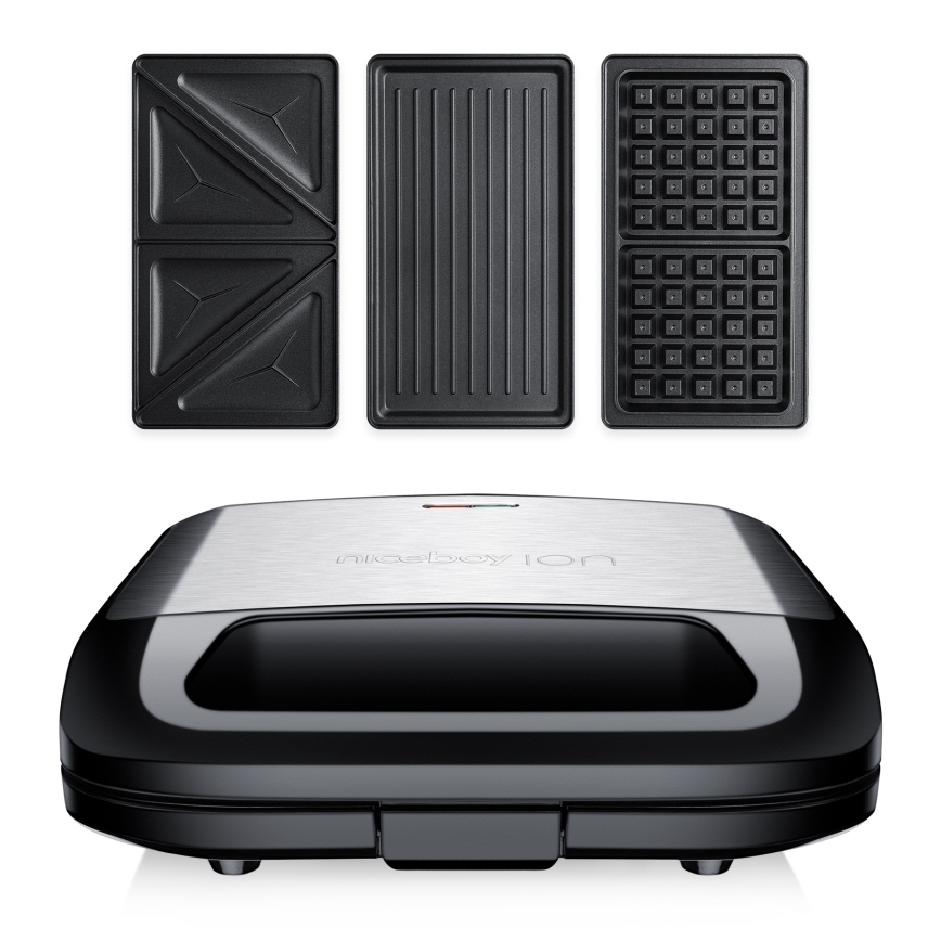 Niceboy ION Snacker S3 - Sandwichmaker 3in1 750W/230V Edelstahl/schwarz