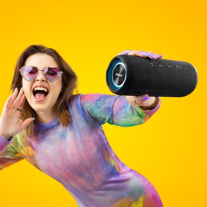 Niceboy Nexus - LED Kabelloser Lautsprecher mit Mikrofon 26W/4000 mAh IPX6 schwarz