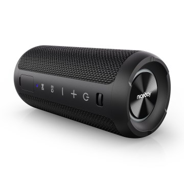 Niceboy Orion - LED Kabelloser Lautsprecher mit Mikrofon 24W/2200 mAh IPX7 schwarz