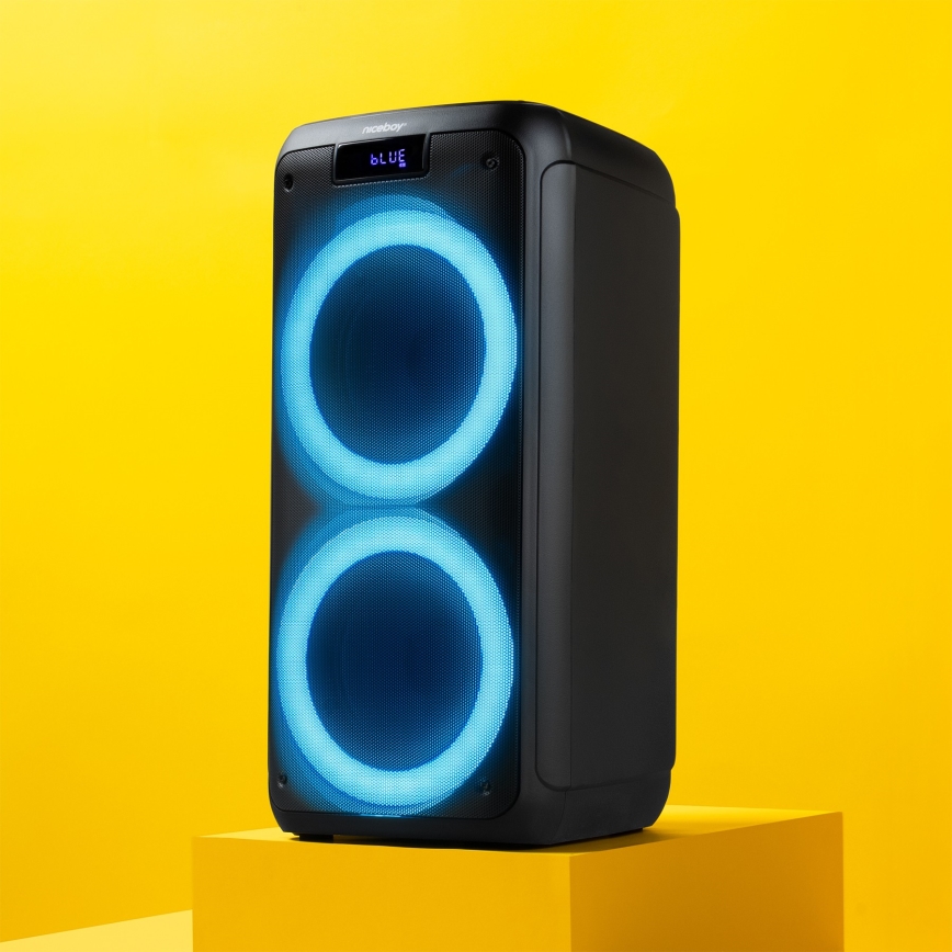 Niceboy PARTY Boss 2 - Kabelloser LED-Lautsprecher mit Mikrofon und Powerbank Funktion 200W/4500 mAh + Fernbedienung