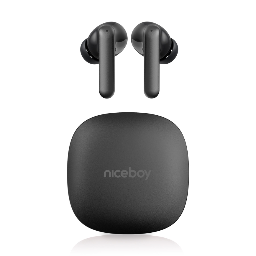 Niceboy Pins 4 PRO - Kabellose Ohrhörer mit ANC 380 mAh + 2x 35 mAh IP54 schwarz