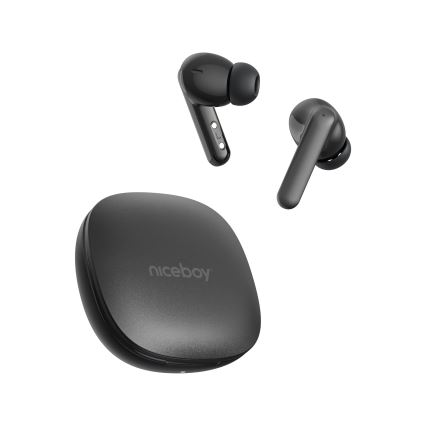 Niceboy Pins 4 PRO - Kabellose Ohrhörer mit ANC 380 mAh + 2x 35 mAh IP54 schwarz