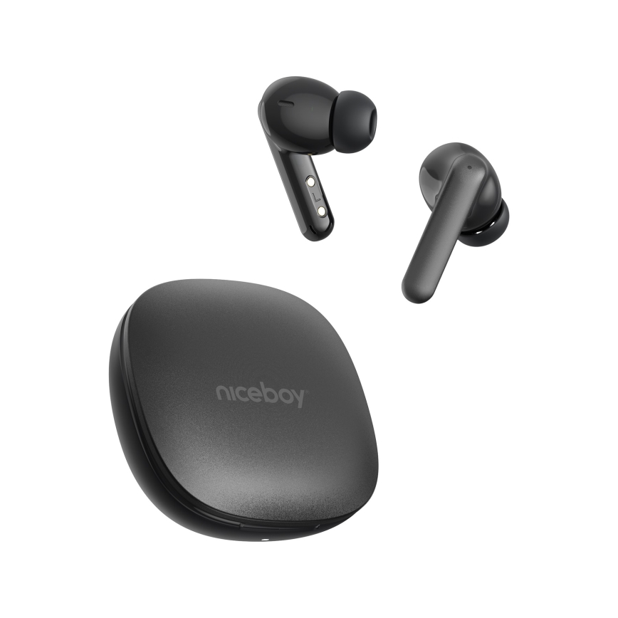 Niceboy Pins 4 PRO - Kabellose Ohrhörer mit ANC 380 mAh + 2x 35 mAh IP54 schwarz