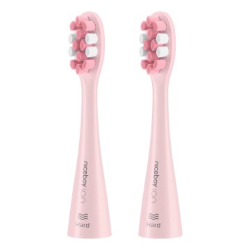 Niceboy - SET 2x Ersatzbürstenkopf Hard für Zahnbürste ION Sonic und SmartSonic rosa