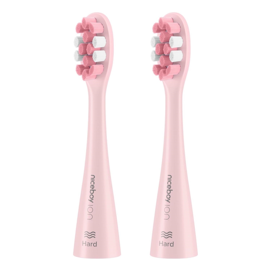 Niceboy - SET 2x Ersatzbürstenkopf Hard für Zahnbürste ION Sonic und SmartSonic rosa
