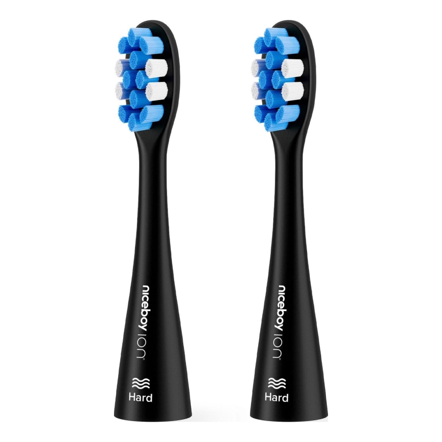Niceboy - SET 2x Ersatzbürstenkopf Hard für Zahnbürste ION Sonic und SmartSonic schwarz