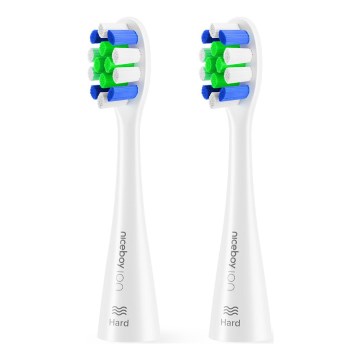 Niceboy - SET 2x Ersatzbürstenkopf Lite Hard für Zahnbürste ION Sonic weiß