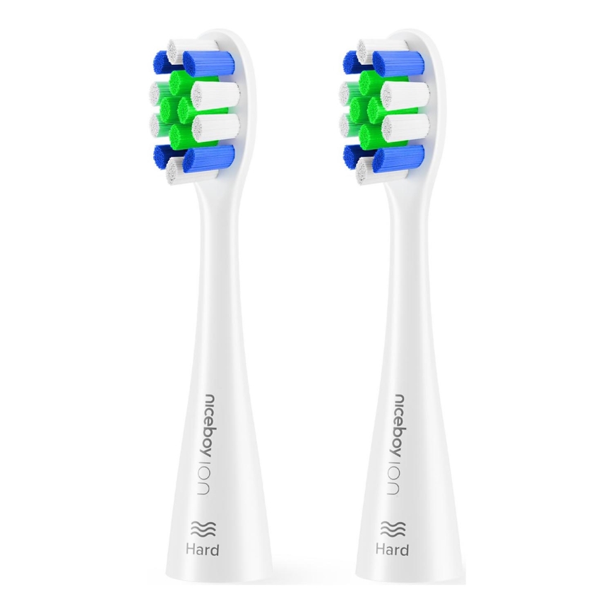 Niceboy - SET 2x Ersatzbürstenkopf Lite Hard für Zahnbürste ION Sonic weiß