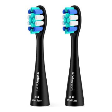 Niceboy - SET 2x Ersatzbürstenkopf Lite Medium für Zahnbürste ION Sonic schwarz