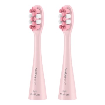 Niceboy - SET 2x Ersatzbürstenkopf Medium für Zahnbürste ION Sonic und SmartSonic rosa